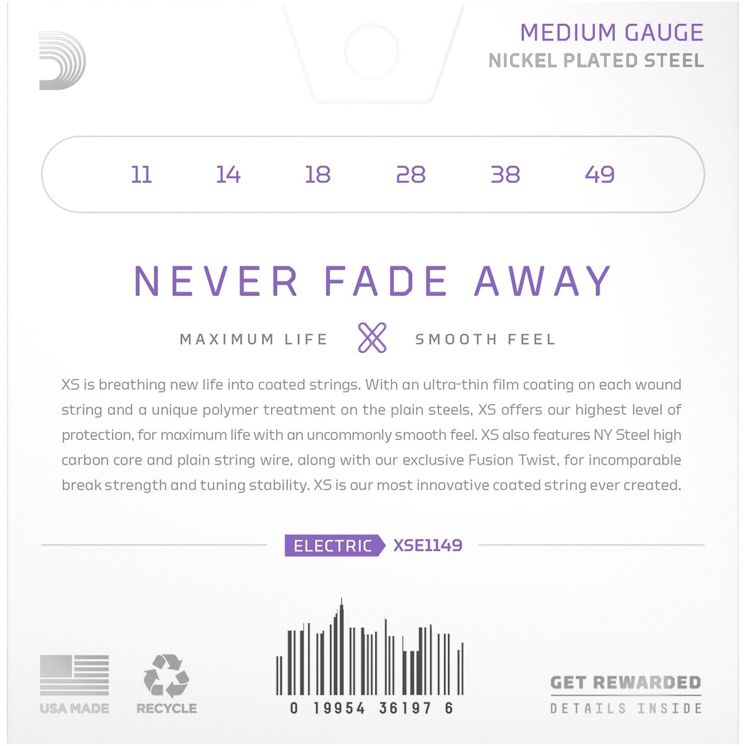 Никелевые струны для электрогитары D'Addario XS 11–49
Никелевые струны для электрогитары D'Addario XS 11–49