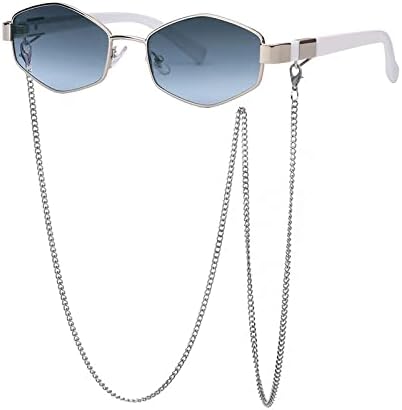 Солнцезащитные очки в стиле ретро с шестиугольными линзами и цепочкой для женщин. Уникальные многоугольные солнцезащитные очки для женщин в маленькой оправе MTZJH, Gray Blue
Солнцезащитные очки в стиле ретро с шестиугольными линзами и цепочкой для женщин. Уникальные многоугольные солнцезащитные очки для женщин в маленькой оправе MTZJH, Gray Blue
