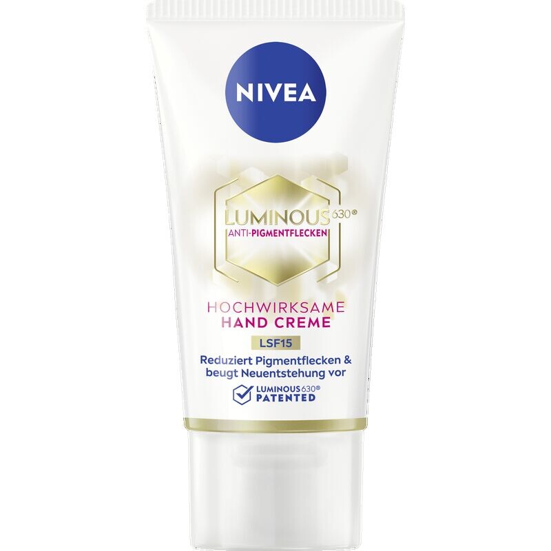 Крем для рук Luminous630° против пигментных пятен высокоэффективный SPF 15 NIVEA, 50 ml
Крем для рук Luminous630° против пигментных пятен высокоэффективный SPF 15 NIVEA, 50 ml