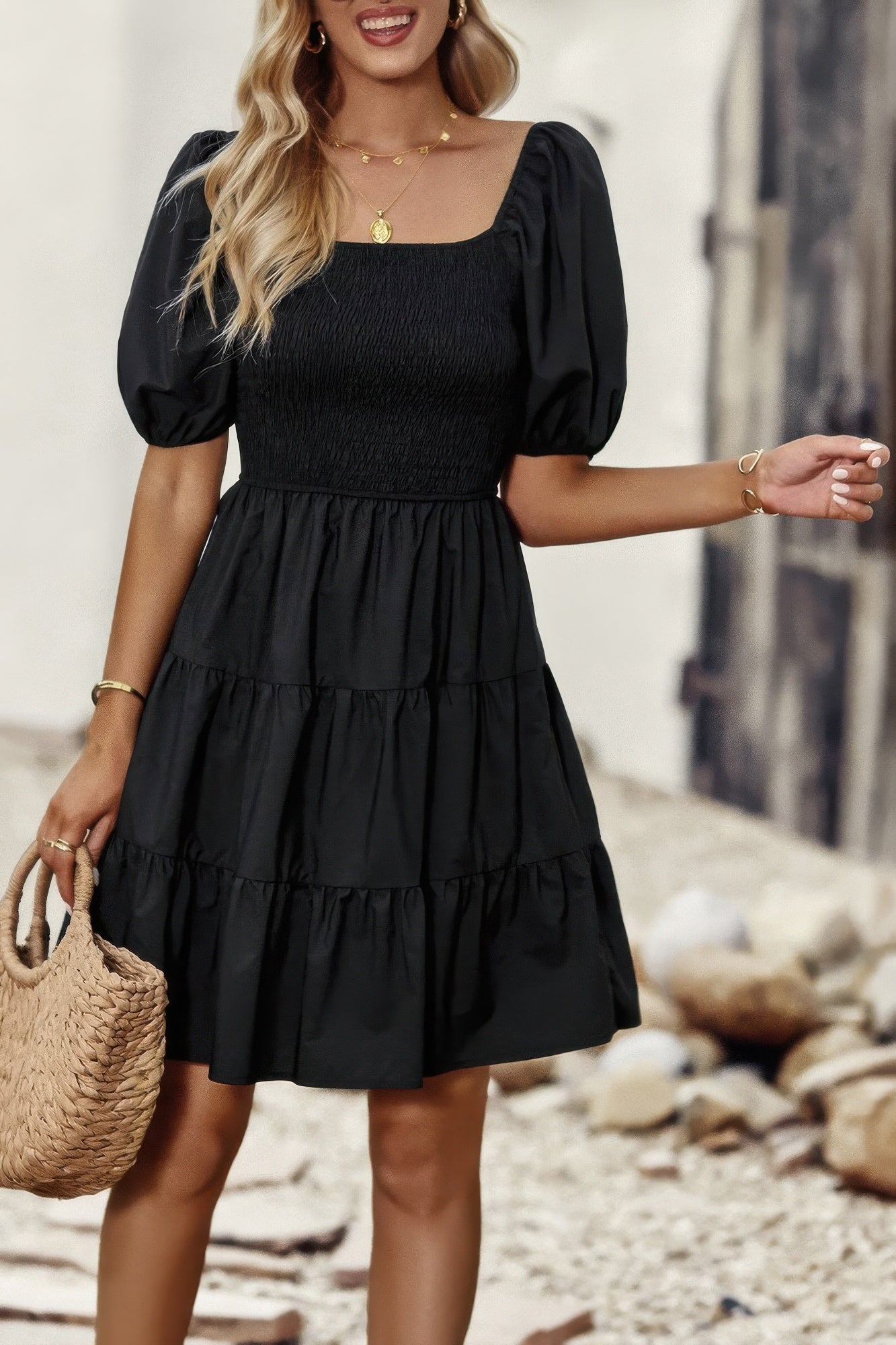 Квадратный вырез плиссированное платье миди с рукавами-фонариками TRUEDAMES, черный
Квадратный вырез плиссированное платье миди с рукавами-фонариками TRUEDAMES, черный