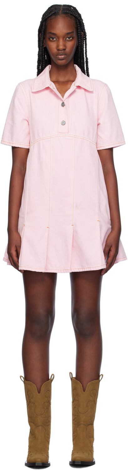 Розовое плиссированное джинсовое мини-платье GANNI
Розовое плиссированное джинсовое мини-платье GANNI