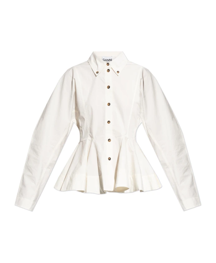 Рубашка с баской Ganni, белый
Рубашка с баской Ganni, белый