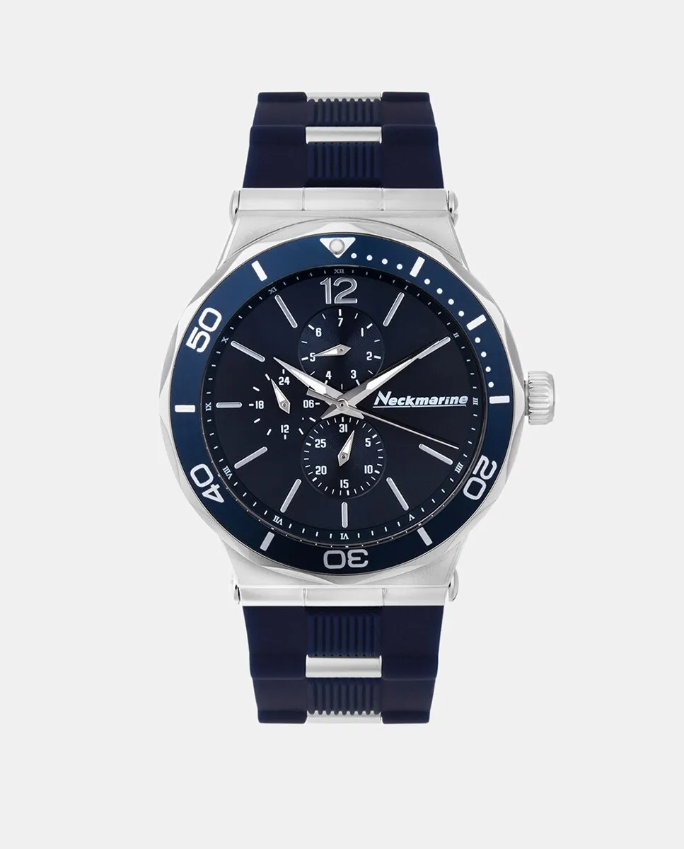 Мужские часы Спорт / МФ многофункциональный из стали и синей резины Neckmarine
Мужские часы Спорт / МФ многофункциональный из стали и синей резины Neckmarine