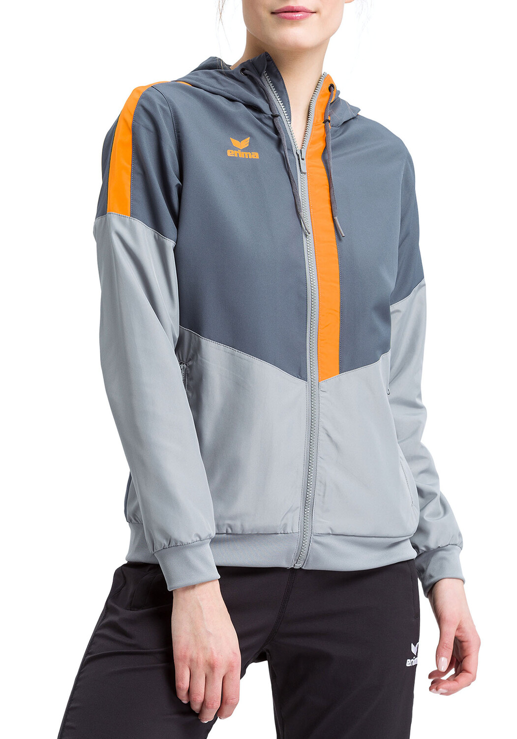 Спортивная куртка erima Squad Tracktop Jacke, цвет slate grey/monument grey/new orange 
Спортивная куртка erima Squad Tracktop Jacke, цвет slate grey/monument grey/new orange