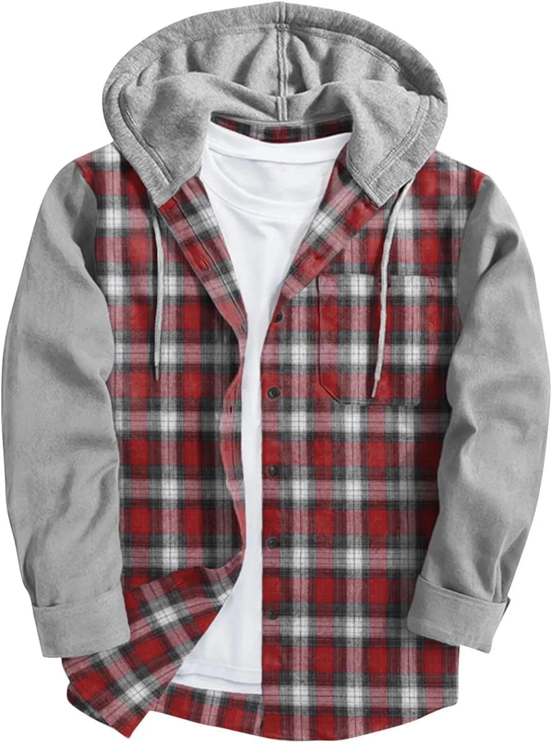 Рубашка с капюшоном Plaid для мужчин, длинный рукав, накладные карманы
Рубашка с капюшоном Plaid для мужчин, длинный рукав, накладные карманы