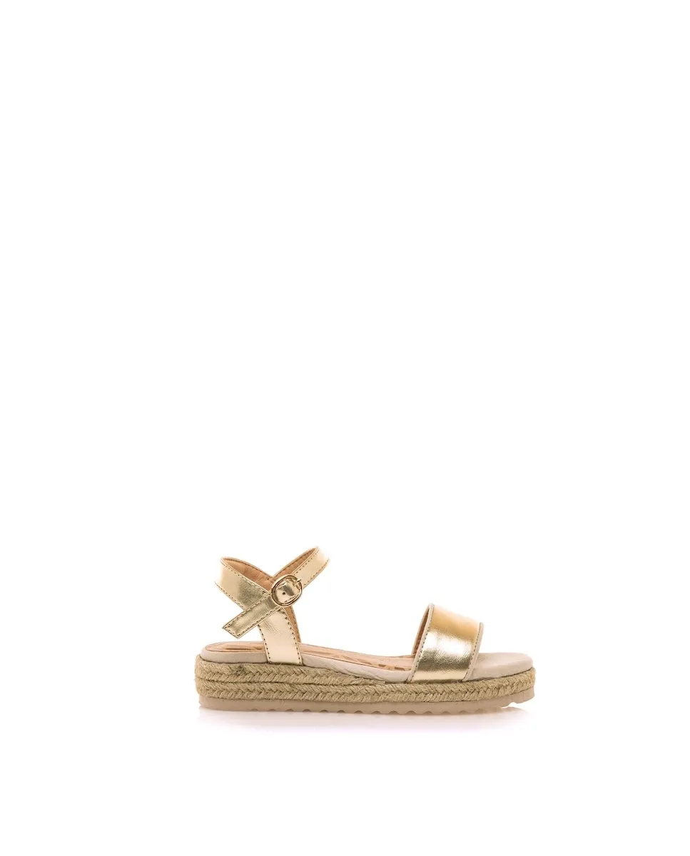 Детские сандалии из рафии на клиновидной подошве Mustang, золотой 
Детские сандалии из рафии на клиновидной подошве Mustang, золотой