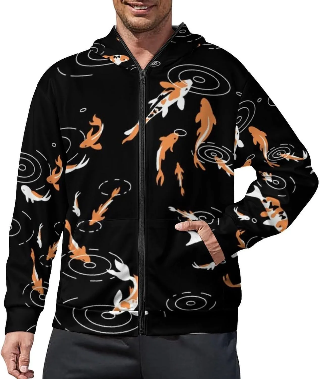 Толстовка с капюшоном Blue Golden Fish Koi, мужская, на молнии, с карманами
Толстовка с капюшоном Blue Golden Fish Koi, мужская, на молнии, с карманами