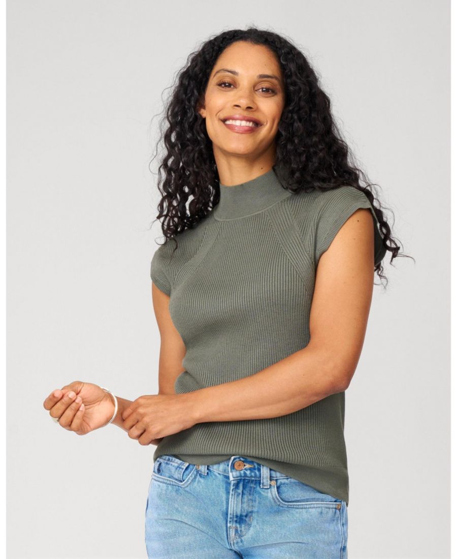 Женский ребристый свитер с высоким воротником и короткими рукавами Cable & Gauge, Dry oregano
Женский ребристый свитер с высоким воротником и короткими рукавами Cable & Gauge, Dry oregano