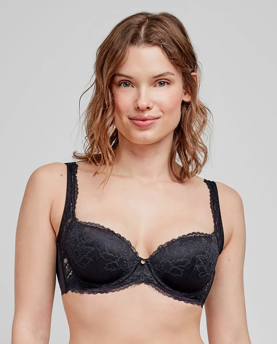 Поддерживающий бюстгальтер на косточках с поролоном из кружевной ткани Gisela, черный
Поддерживающий бюстгальтер на косточках с поролоном из кружевной ткани Gisela, черный