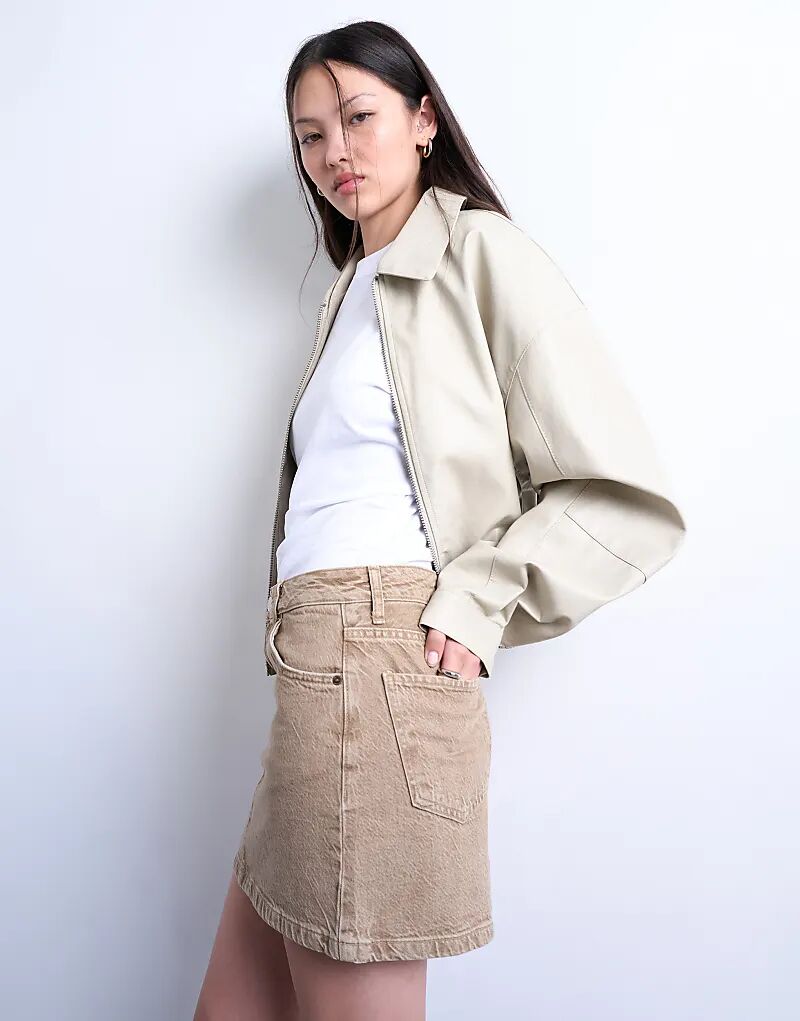 Мини-юбка с ламбрекеном из денима Topshop бежевого цвета
Мини-юбка с ламбрекеном из денима Topshop бежевого цвета