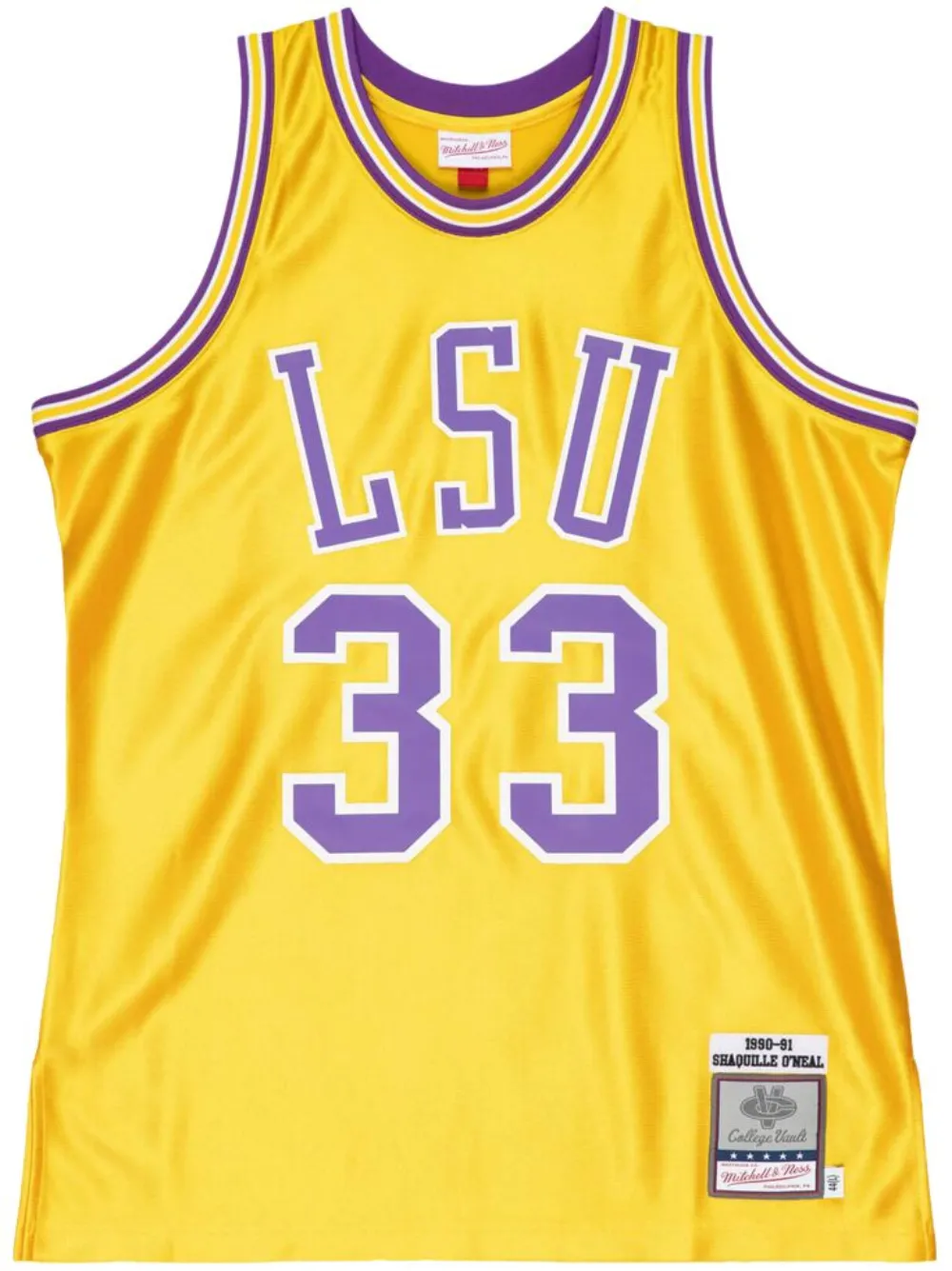 Топ NCAA LSU Tigers 1990 Shaquille O'Neal Mitchell & Ness, желтый 
Топ NCAA LSU Tigers 1990 Shaquille O'Neal Mitchell & Ness, желтый