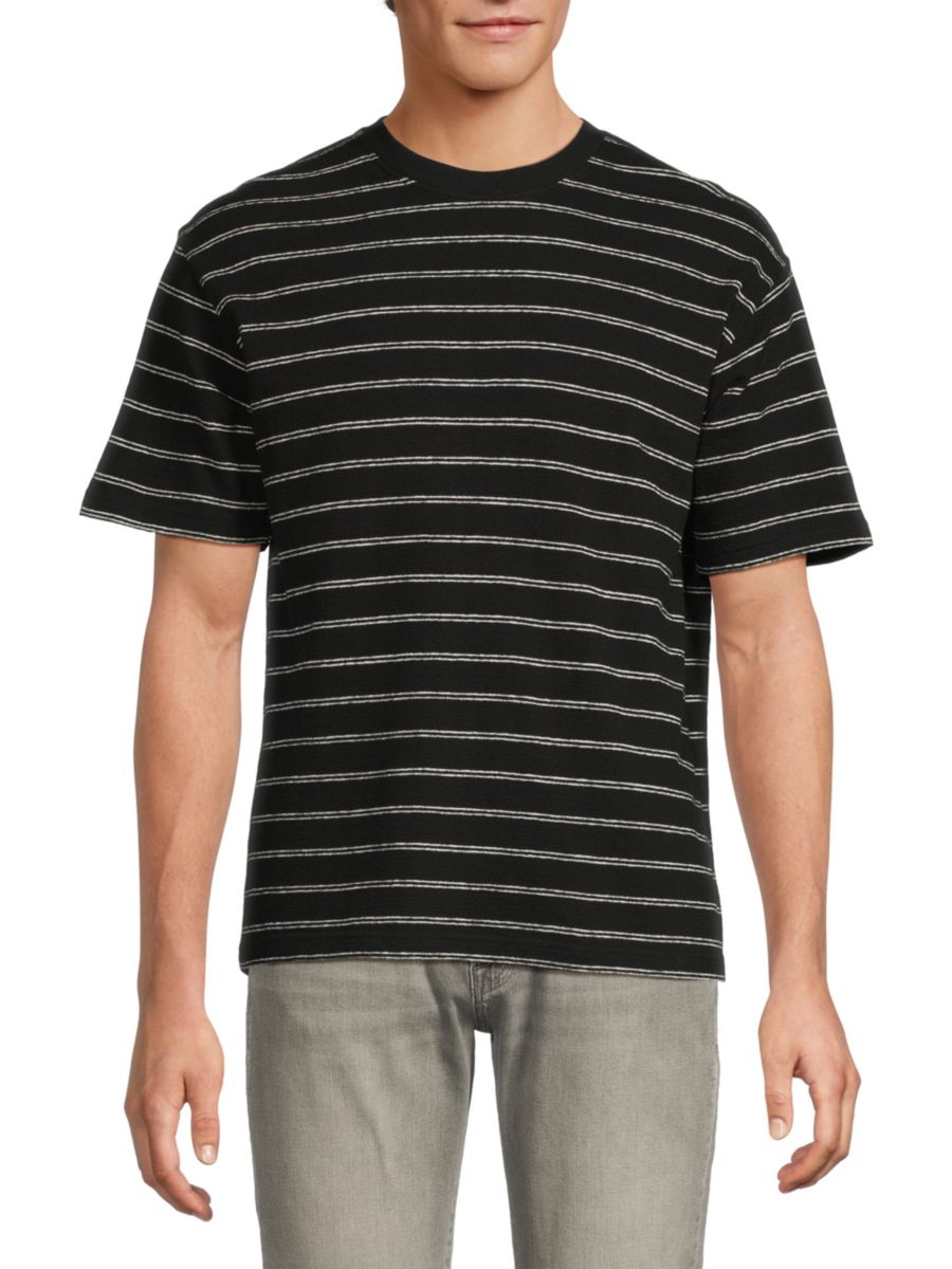 Полосатая хлопковая футболка Frame, черный/белый
Полосатая хлопковая футболка Frame, черный/белый