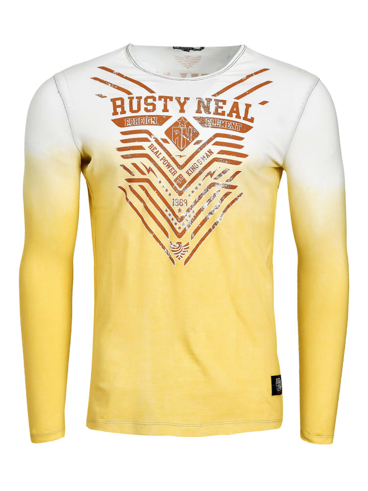 Рубашка с длинными рукавами, с принтом и градиентом желтого цвета. Rusty Neal
Рубашка с длинными рукавами, с принтом и градиентом желтого цвета. Rusty Neal
