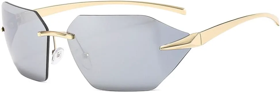 Модные ретро-солнцезащитные очки без оправы для женщин и мужчин, роскошные солнцезащитные очки, трендовые модели, защита от ультрафиолета UV400 generic, Gold Silver
Модные ретро-солнцезащитные очки без оправы для женщин и мужчин, роскошные солнцезащитные очки, трендовые модели, защита от ультрафиолета UV400 generic, Gold Silver