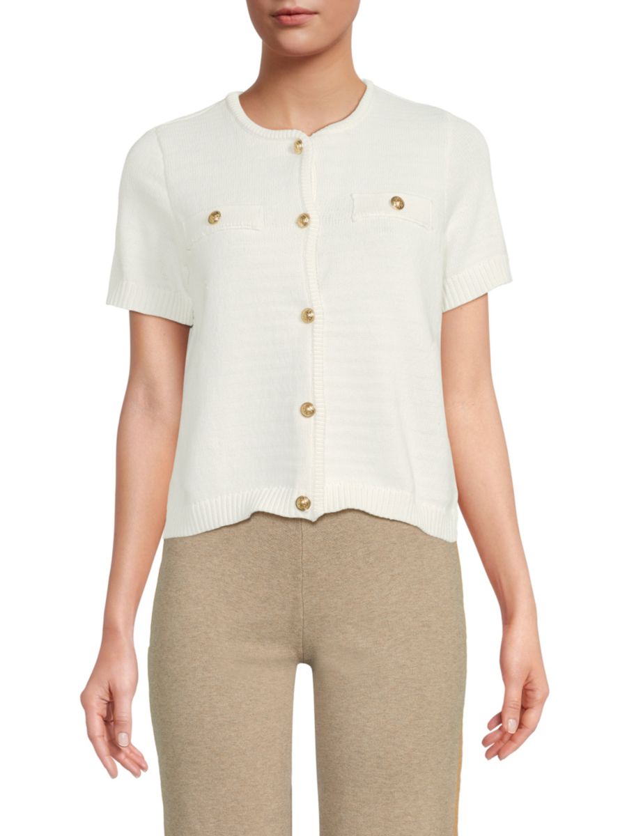 Кардиган с коротким рукавом Saks Fifth Avenue, белый 
Кардиган с коротким рукавом Saks Fifth Avenue, белый