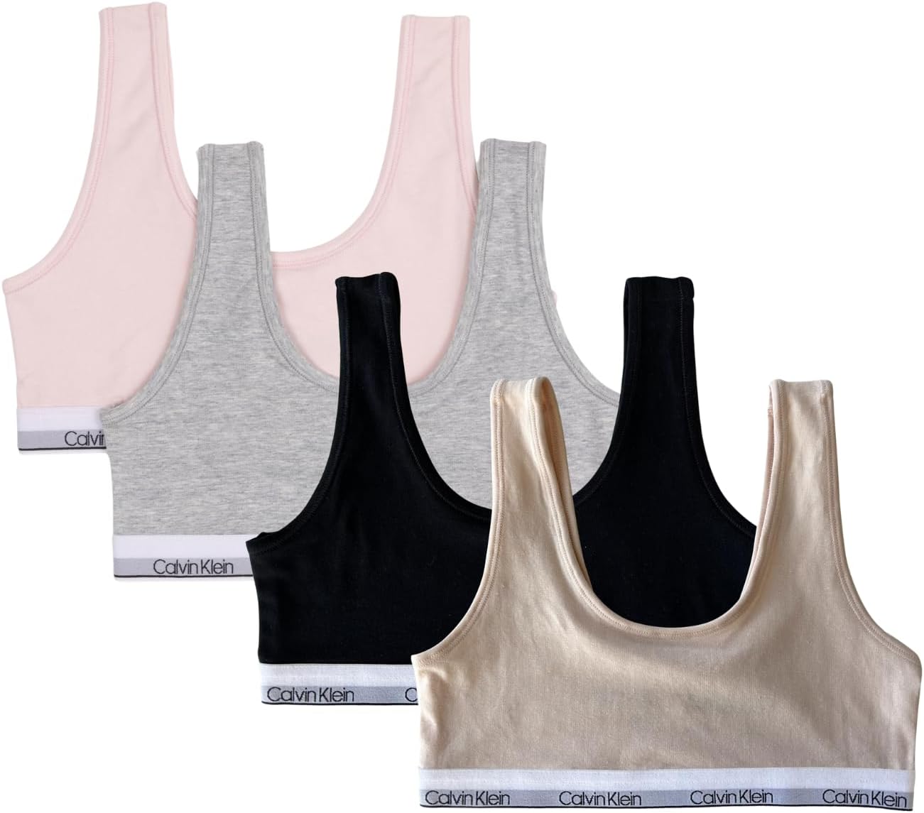 Классический хлопковый бюстгальтер-бралетт Calvin Klein для девочек, 4 пары, Crystal Pink / Heather Grey / Nude / Black
Классический хлопковый бюстгальтер-бралетт Calvin Klein для девочек, 4 пары, Crystal Pink / Heather Grey / Nude / Black