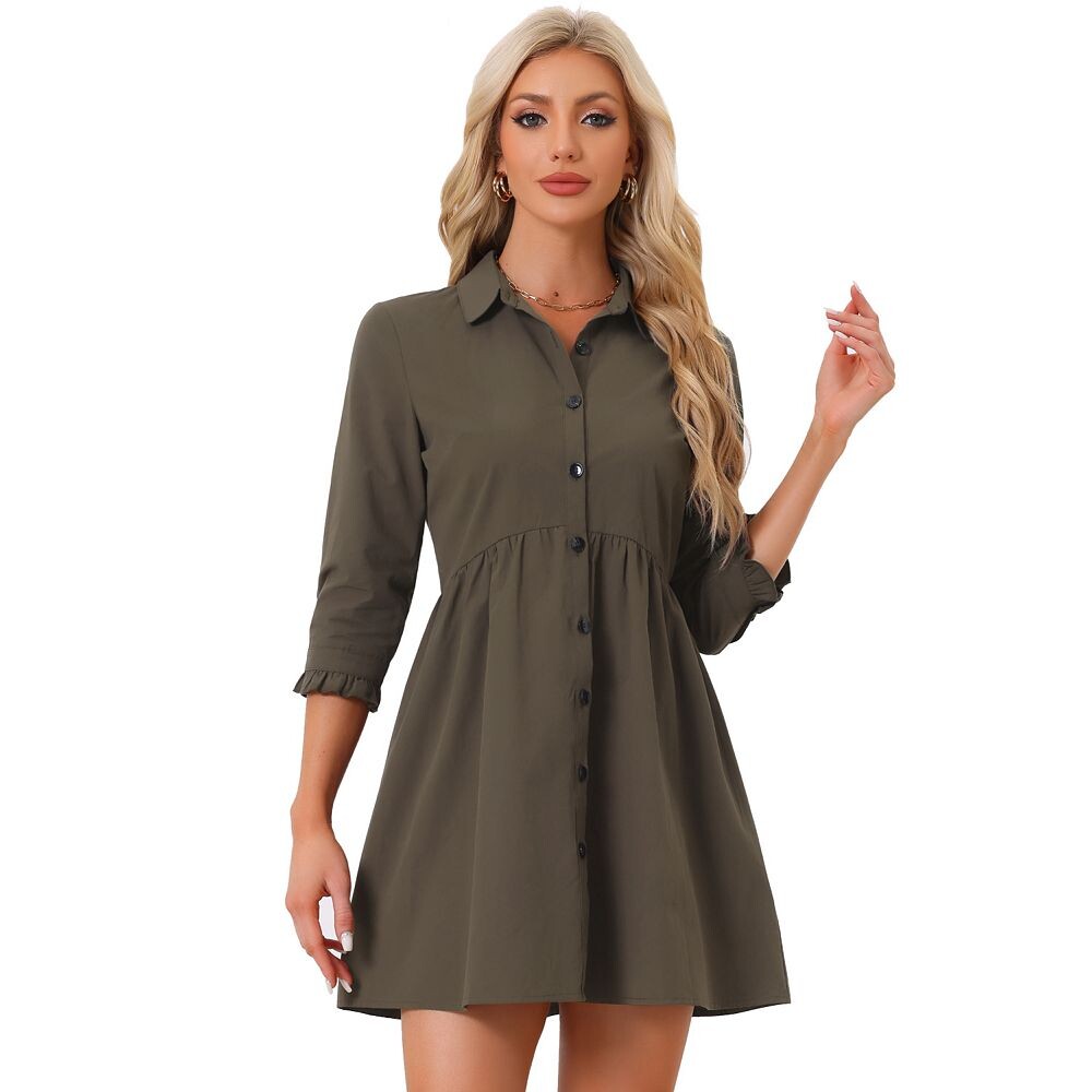 Женское расклешенное мини-платье-рубашка с рукавами 3/4 и пуговицами спереди ALLEGRA K, цвет Dark Brown
Женское расклешенное мини-платье-рубашка с рукавами 3/4 и пуговицами спереди ALLEGRA K, цвет Dark Brown