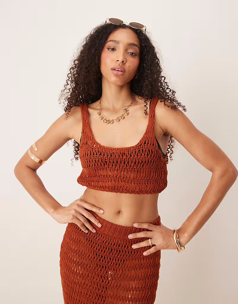 Вязаный пляжный укороченный топ цвета ржавчины Asos Design
Вязаный пляжный укороченный топ цвета ржавчины Asos Design