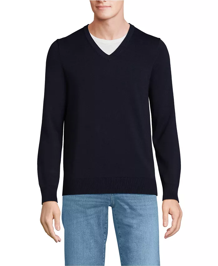 Свитер из тонкого хлопка с V-образным вырезом Big & Tall Lands' End, синий
Свитер из тонкого хлопка с V-образным вырезом Big & Tall Lands' End, синий