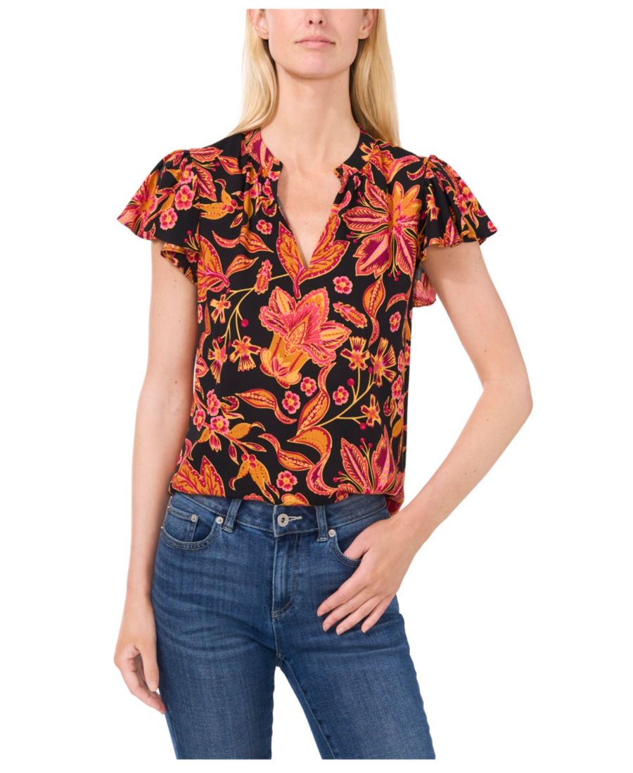 Женская блузка с V-образным вырезом и рукавами-крылышками CeCe, Rich Black
Женская блузка с V-образным вырезом и рукавами-крылышками CeCe, Rich Black