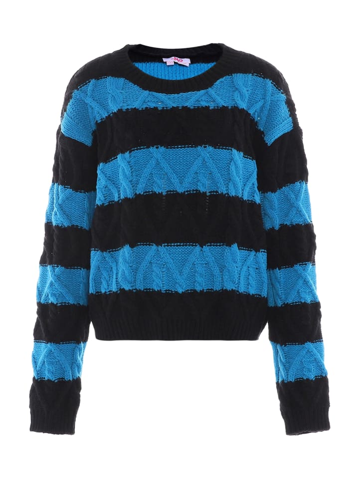 Женский вязаный свитер черного и бирюзового цветов myMo
Женский вязаный свитер черного и бирюзового цветов myMo