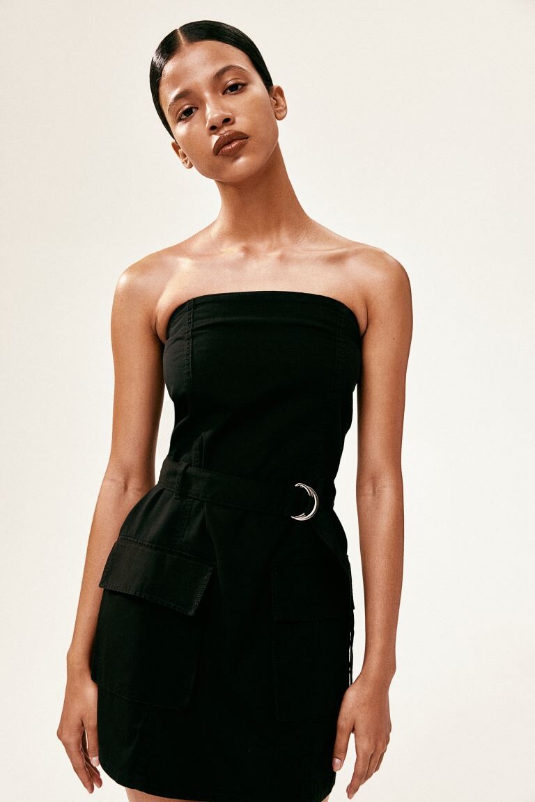 Платье повседневного кроя бандо H&M, черный
Платье повседневного кроя бандо H&M, черный