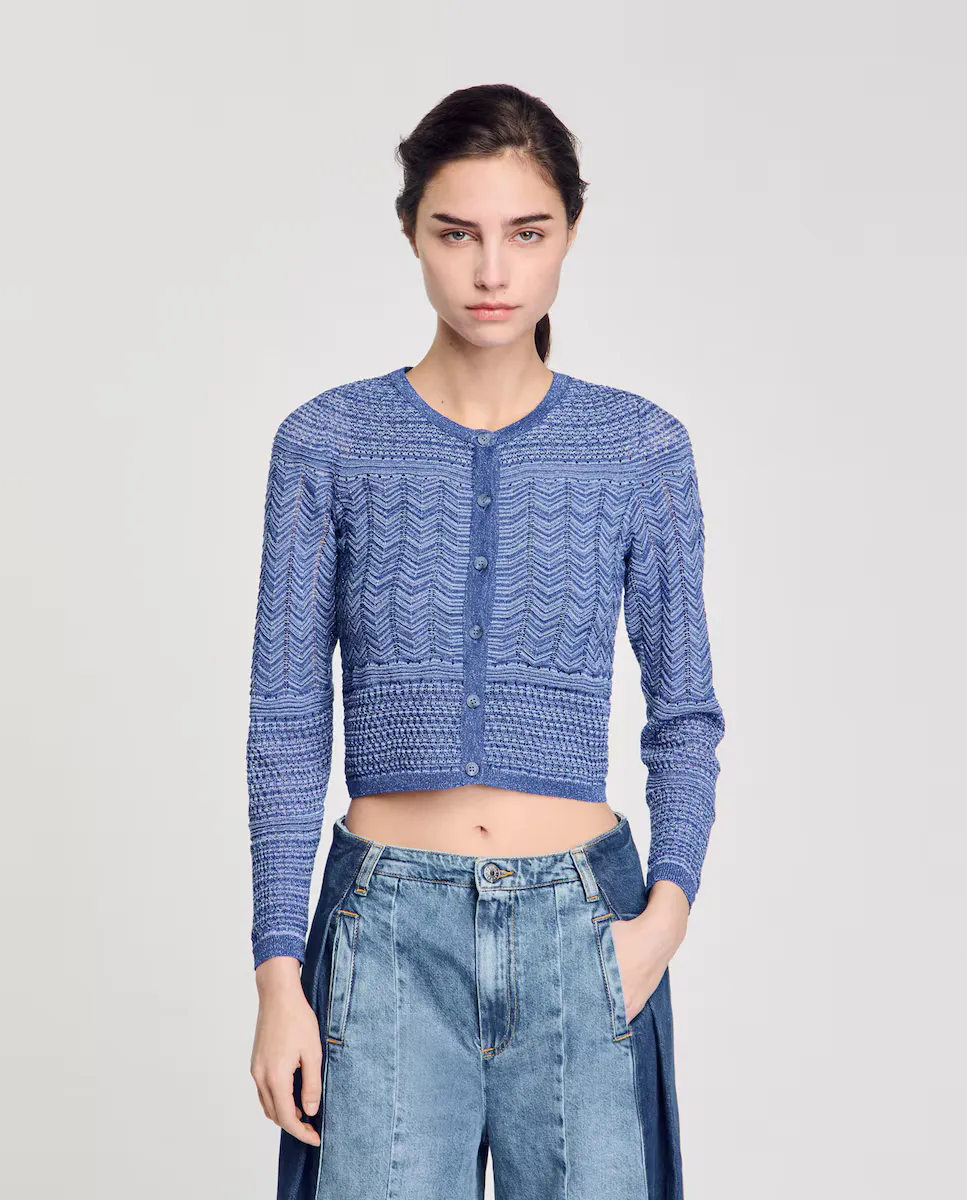 Женский яркий вязаный кардиган Sandro, синий
Женский яркий вязаный кардиган Sandro, синий