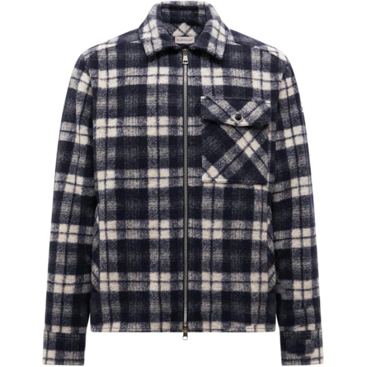 Рубашка в клетку с нашивкой и молнией Moncler, белый синий
Рубашка в клетку с нашивкой и молнией Moncler, белый синий