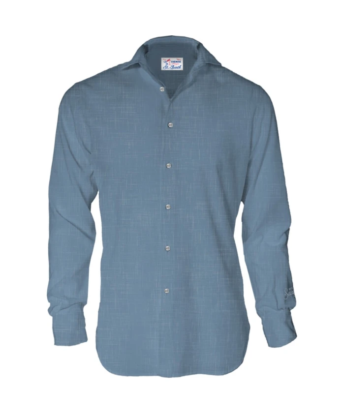 Мужская льняная рубашка с французским воротником. Mc2 Saint Barth, синий
Мужская льняная рубашка с французским воротником. Mc2 Saint Barth, синий