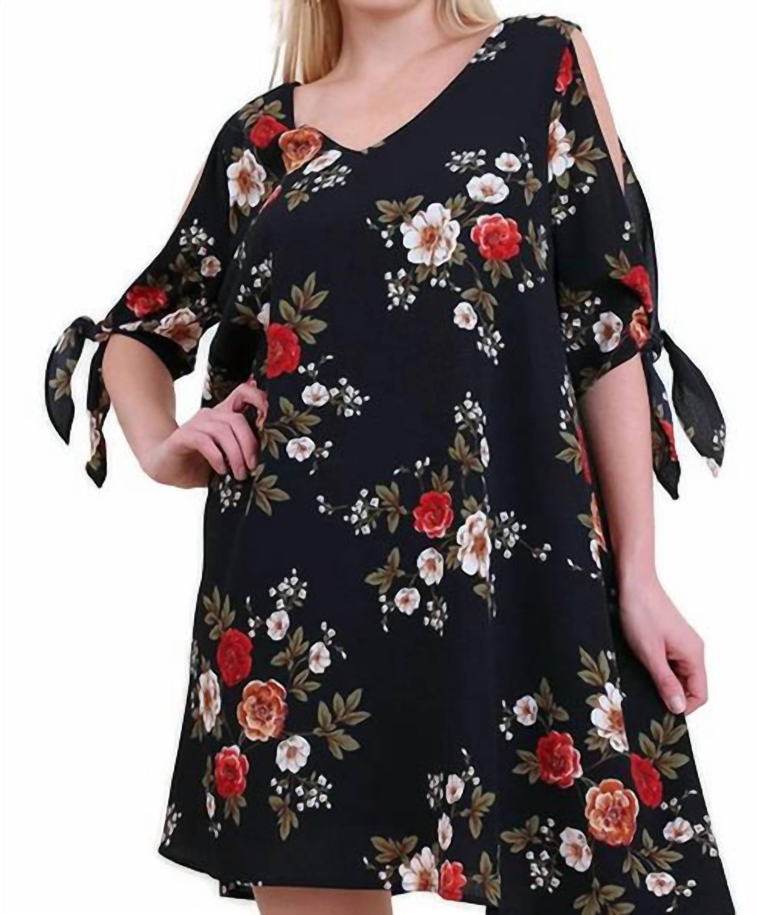 Флоральный принт платье с вырезами плюс размера в синем миксе Umgee