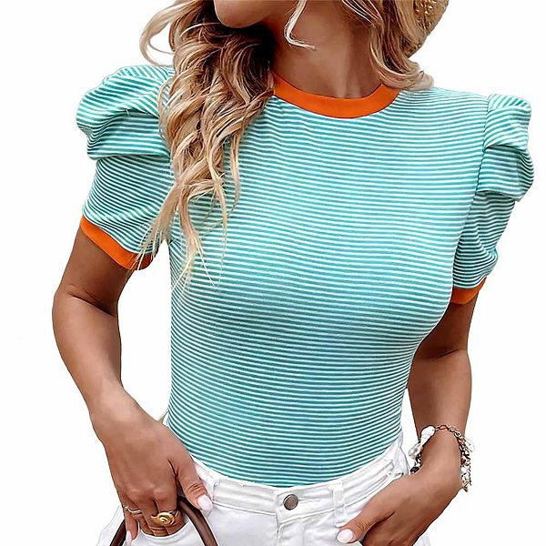 Женская блуза slim-fit с контрастной отделкой и полосатыми рукавами-фонариками Clearflower
Женская блуза slim-fit с контрастной отделкой и полосатыми рукавами-фонариками Clearflower