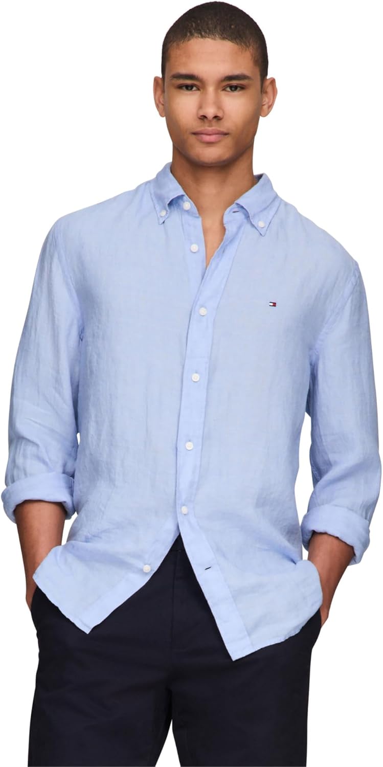 Мужские повседневные льняные рубашки Tommy Hilfiger с длинным рукавом и застежкой на пуговицы, классический крой, Blue
Мужские повседневные льняные рубашки Tommy Hilfiger с длинным рукавом и застежкой на пуговицы, классический крой, Blue