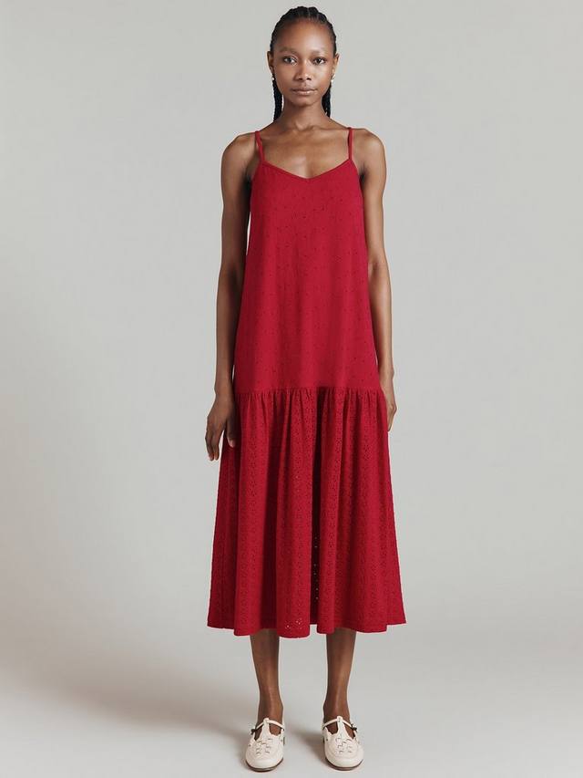 Платье миди с вышивкой от кейли Ghost, красный 
Платье миди с вышивкой от кейли Ghost, красный