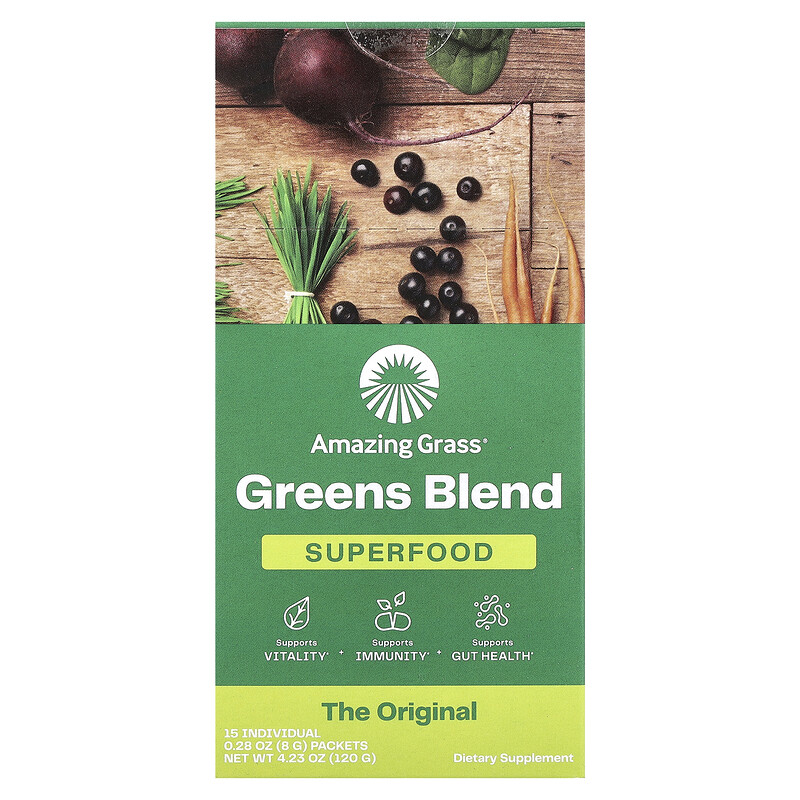 Amazing Grass, Greens Blend, SuperFood, The Original, 15 отдельных пакетиков по 8 г (0,28 унции)
Amazing Grass, Greens Blend, SuperFood, The Original, 15 отдельных пакетиков по 8 г (0,28 унции)