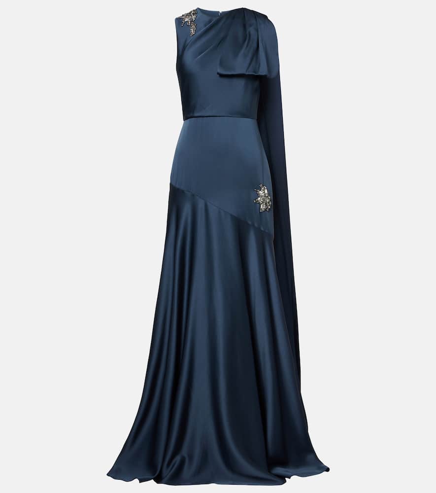 Платье из сатина с декоративными шарфовыми деталями Erdem, Midnight Blue
Платье из сатина с декоративными шарфовыми деталями Erdem, Midnight Blue