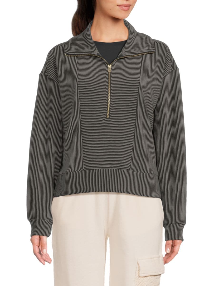 Пуловер с текстурированной полоской и застежкой-молнией на половину длины Vintage Havana, угольный
Пуловер с текстурированной полоской и застежкой-молнией на половину длины Vintage Havana, угольный