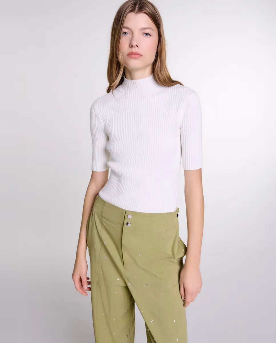 Женский джемпер с коротким рукавом в рубчик Maje, белый
Женский джемпер с коротким рукавом в рубчик Maje, белый