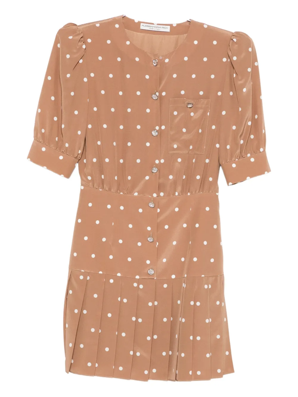 Мини-платье в горошек со складками Alessandra Rich, коричневый
Мини-платье в горошек со складками Alessandra Rich, коричневый