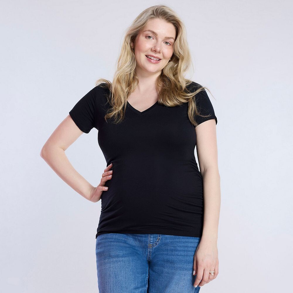 Футболка Maternity Motherhood с V-образным вырезом и рюшами по бокам, черный
Футболка Maternity Motherhood с V-образным вырезом и рюшами по бокам, черный