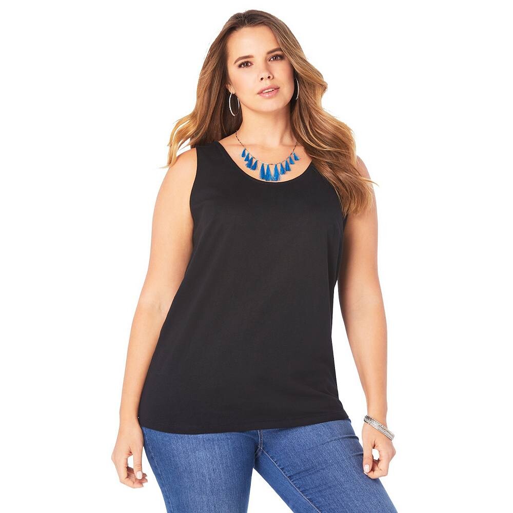 Женская майка больших размеров Roaman с круглым вырезом Roaman's, черный
Женская майка больших размеров Roaman с круглым вырезом Roaman's, черный