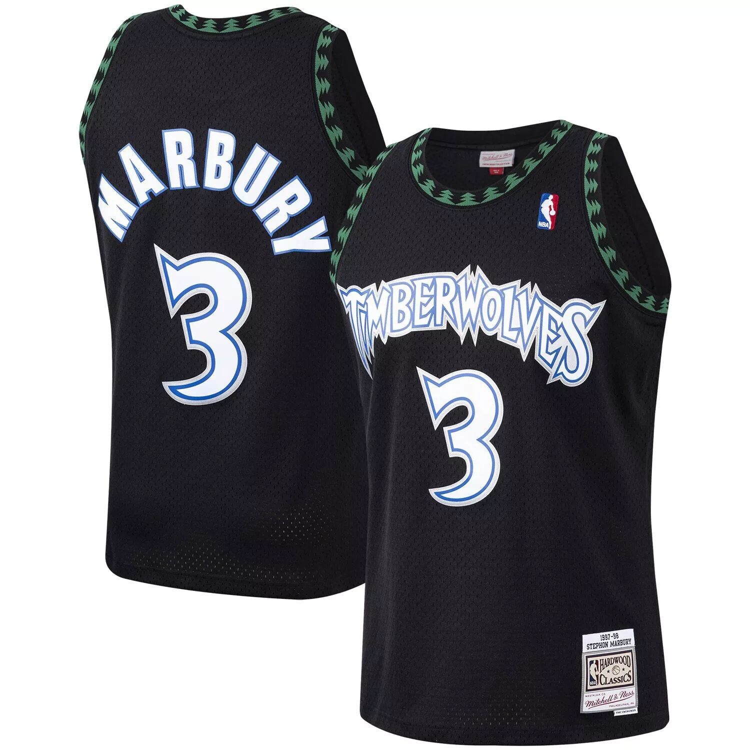 Мужская черная майка Mitchell & Ness Stephon Marbury Minnesota Timberwolves 1997-98 гг. из твердой древесины Classics Swingman Player
Мужская черная майка Mitchell & Ness Stephon Marbury Minnesota Timberwolves 1997-98 гг. из твердой древесины Classics Swingman Player