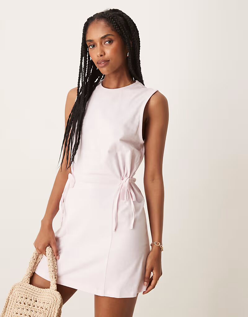 Мини-платье без рукавов ASOS DESIGN нежно-розового цвета с завязками
Мини-платье без рукавов ASOS DESIGN нежно-розового цвета с завязками
