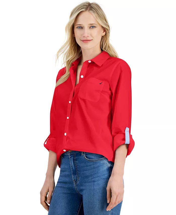 Женская рубашка с отворотом и пуговицами спереди Nautica Jeans, красный
Женская рубашка с отворотом и пуговицами спереди Nautica Jeans, красный