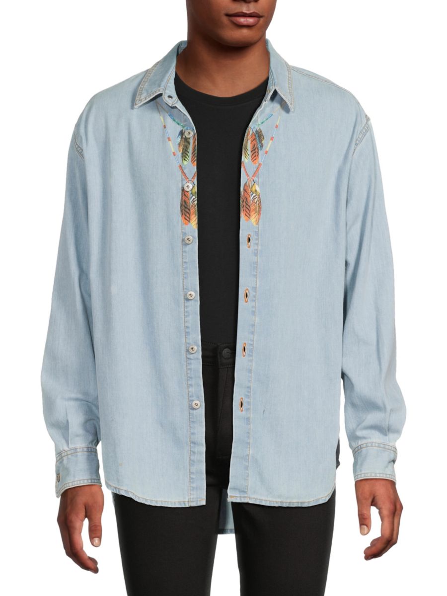 Джинсовая рубашка с принтом перьев Marcelo Burlon, синий
Джинсовая рубашка с принтом перьев Marcelo Burlon, синий