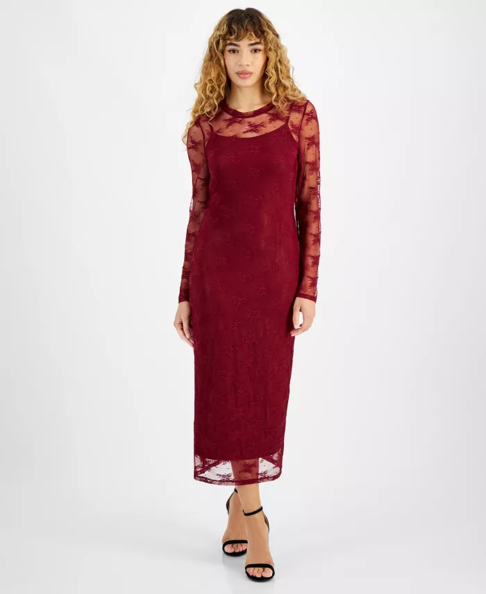 Женское кружевное платье миди с длинными рукавами и круглым вырезом Bar III, красный
Женское кружевное платье миди с длинными рукавами и круглым вырезом Bar III, красный