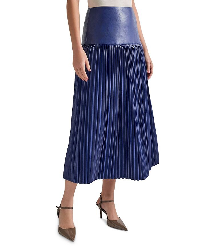 Юбка миди из искусственной кожи с заниженной талией и складками Misook, синий
Юбка миди из искусственной кожи с заниженной талией и складками Misook, синий