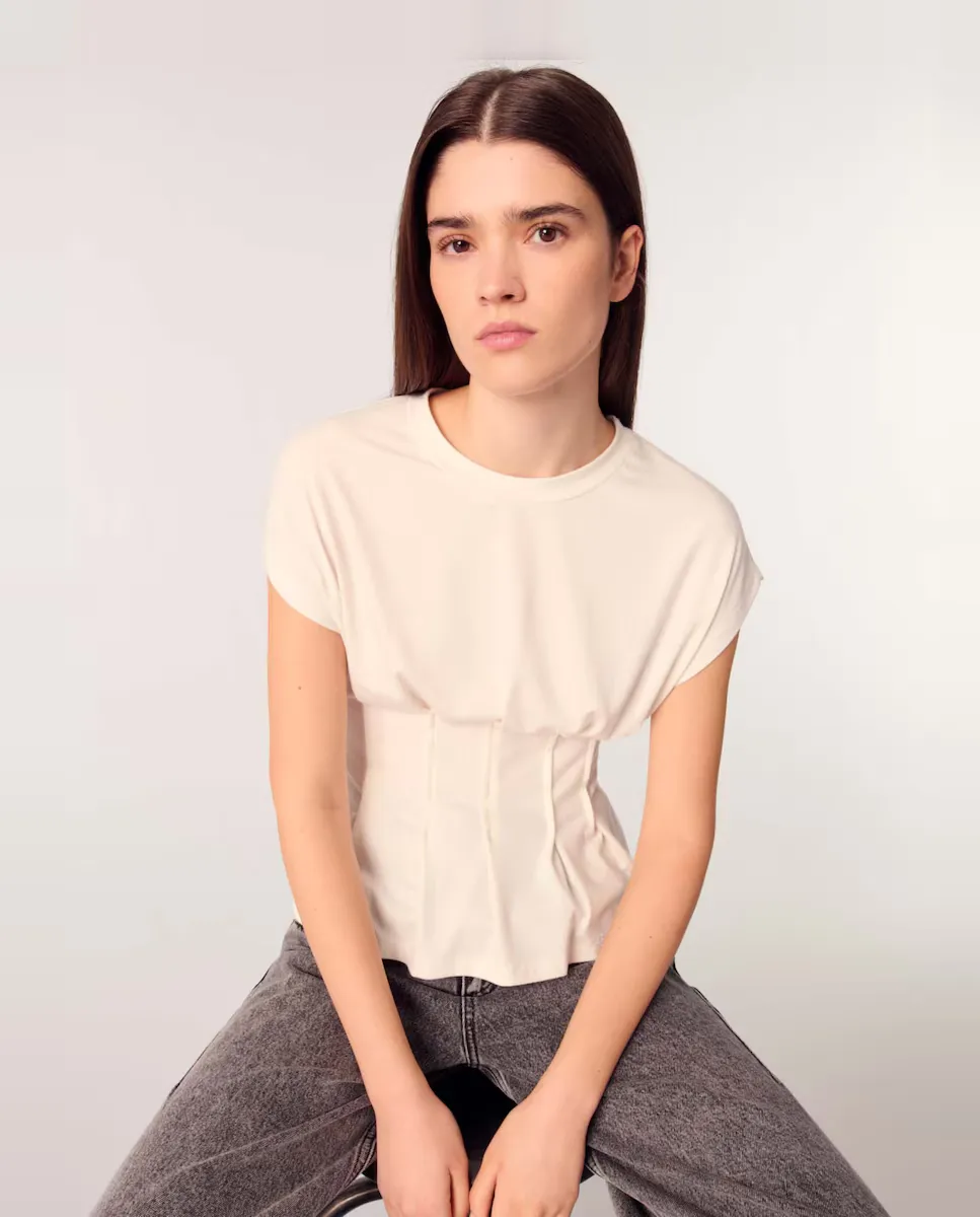 Женская плиссированная футболка с круглым вырезом Maje, белый
Женская плиссированная футболка с круглым вырезом Maje, белый