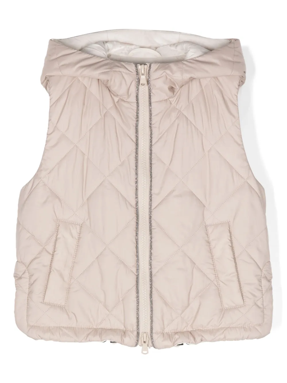 Дутый жилет с декором Monili Brunello Cucinelli Kids, нейтральный
Дутый жилет с декором Monili Brunello Cucinelli Kids, нейтральный