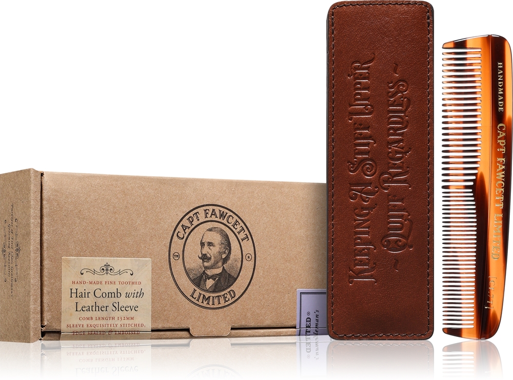 Аксессуары: расческа для волос с кожаным чехлом, щетка для бороды с корзиной Captain Fawcett, 1 шт
Аксессуары: расческа для волос с кожаным чехлом, щетка для бороды с корзиной Captain Fawcett, 1 шт