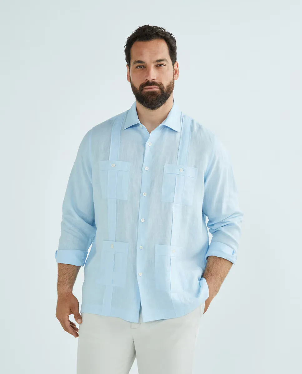 Guayabera из 100% льна с длинными рукавами, большие размеры Emidio Tucci, светло-голубой
Guayabera из 100% льна с длинными рукавами, большие размеры Emidio Tucci, светло-голубой